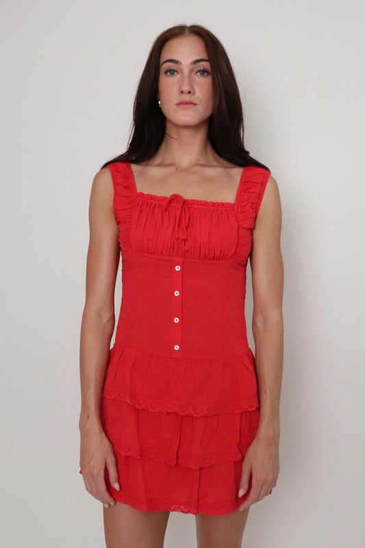 Red Balconette Dress