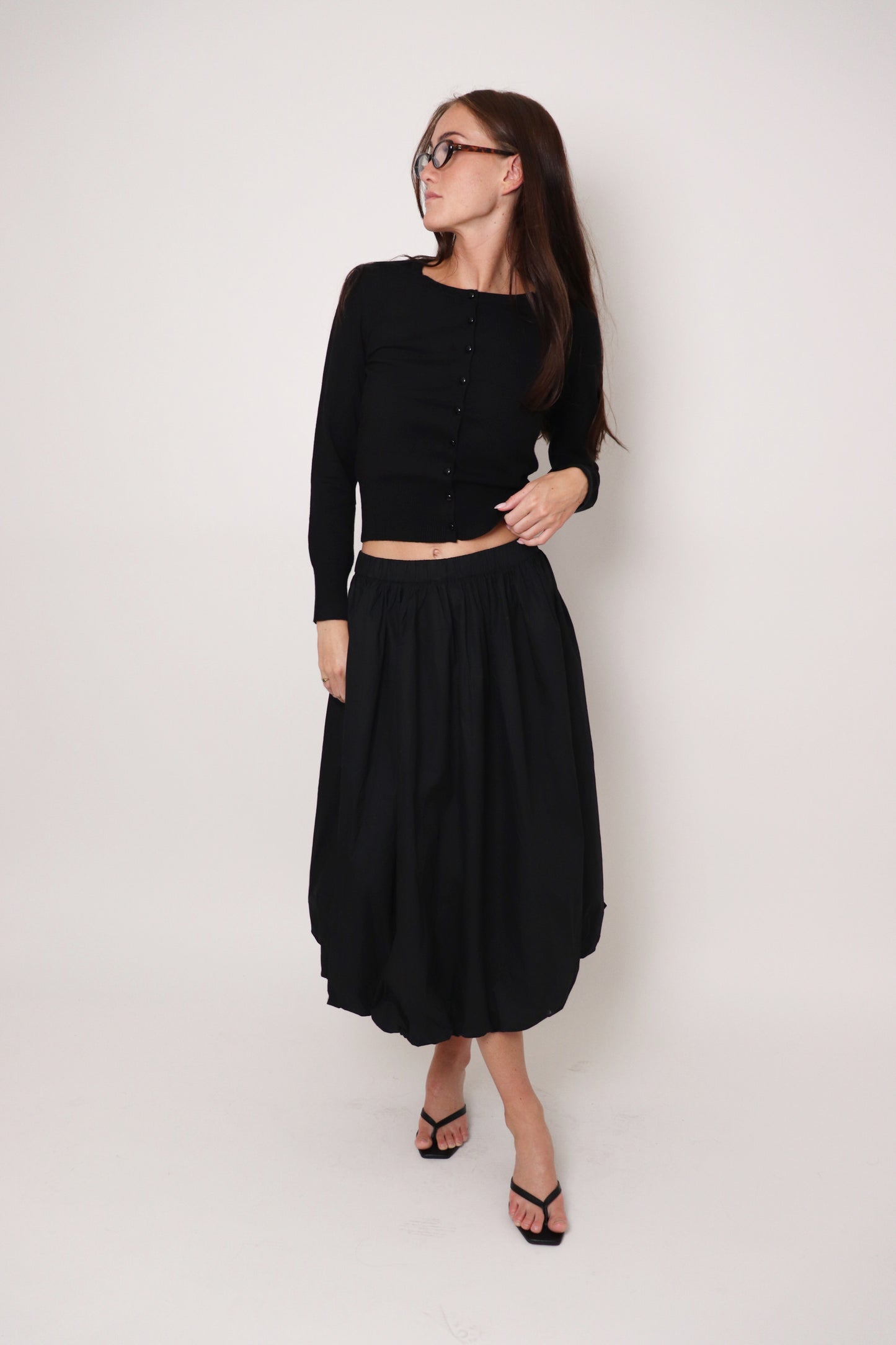 Black Midi Bubble Skirt