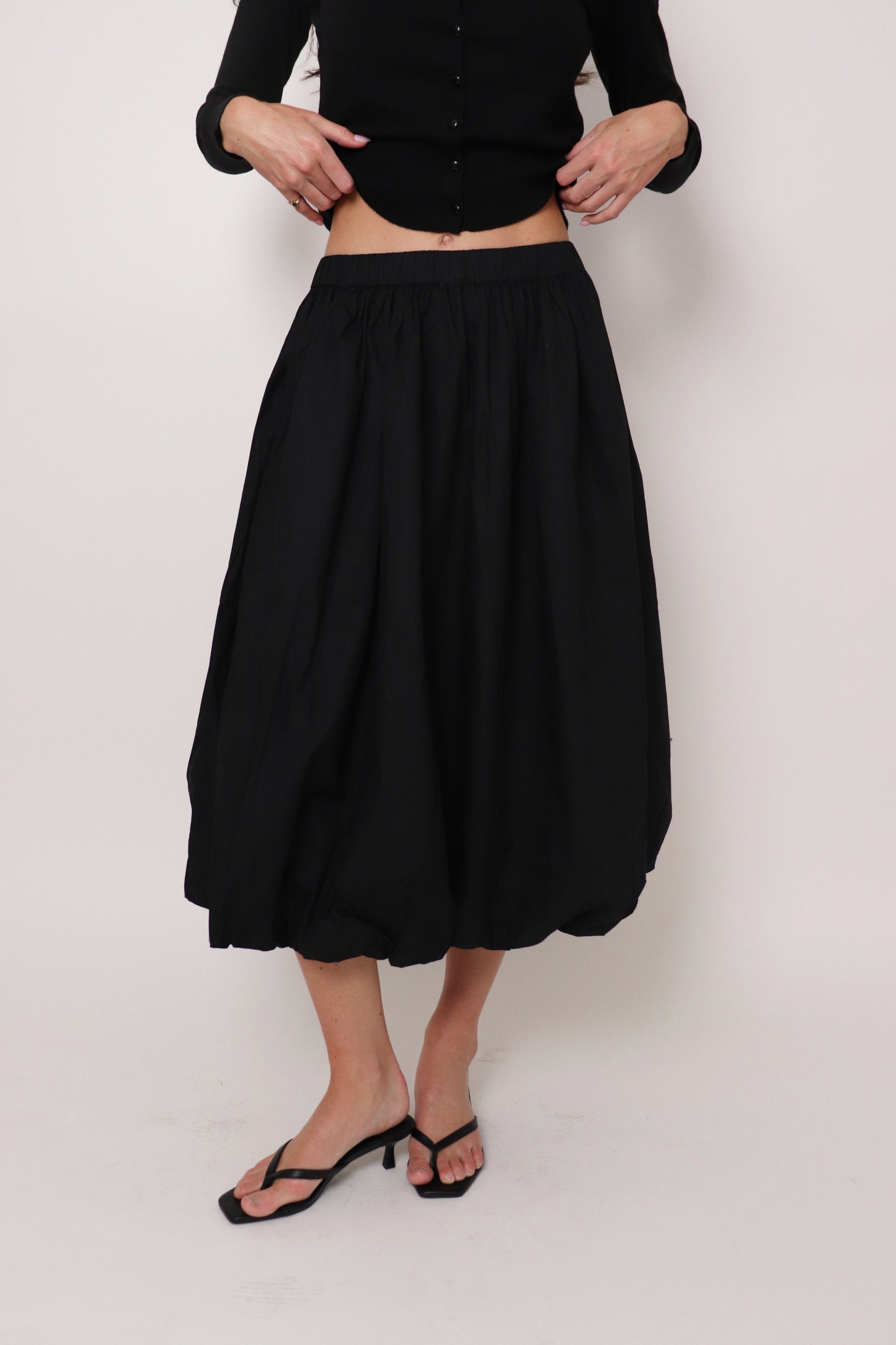 Black Midi Bubble Skirt