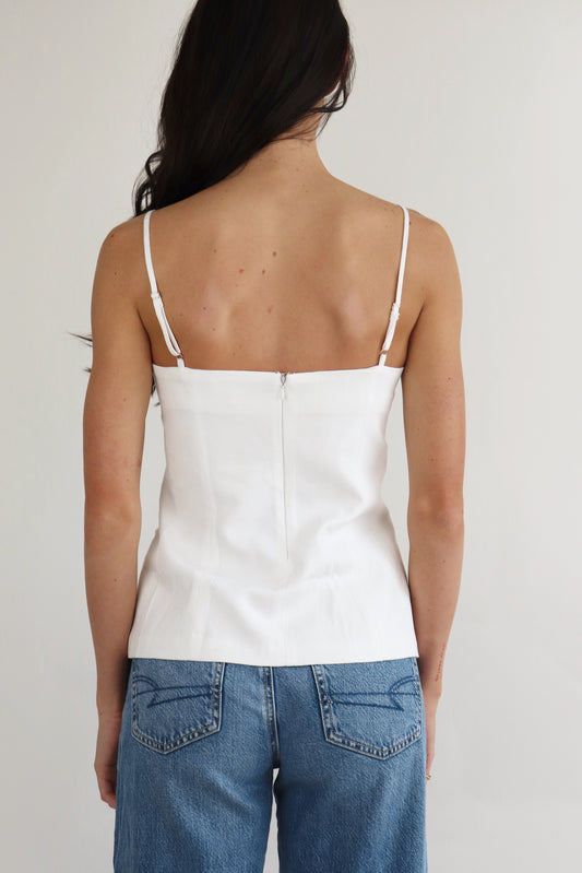 Linen Tailored Button Tube Top