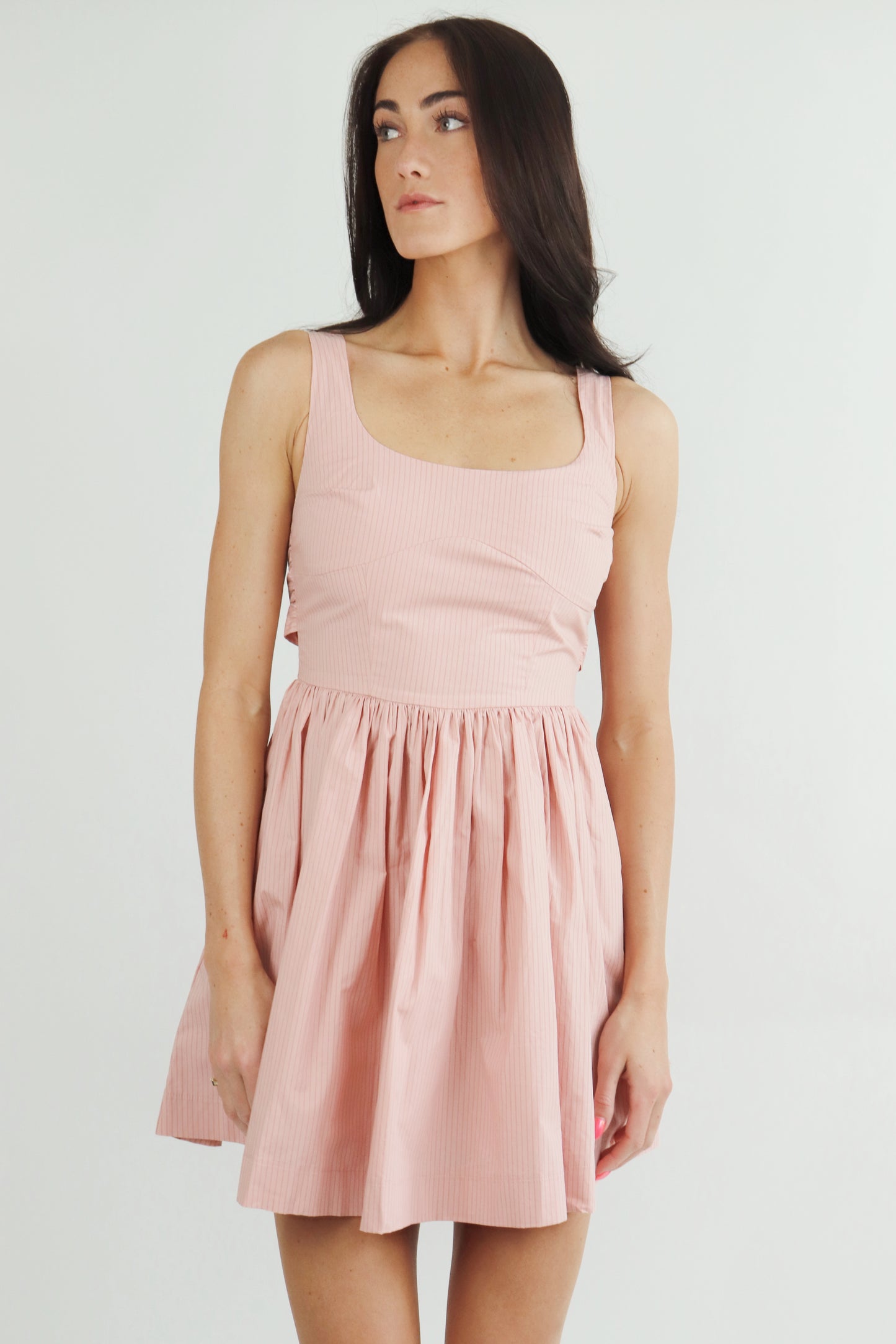Pink Pinstripe Mini Dress