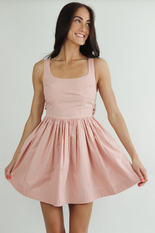 Pink Pinstripe Mini Dress