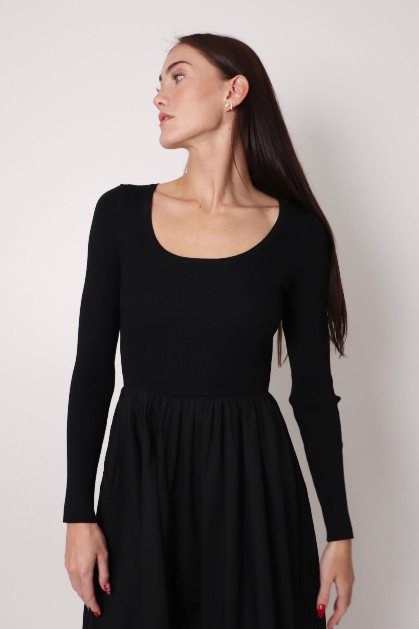 Ribbed Long Sleeve Midi Dress