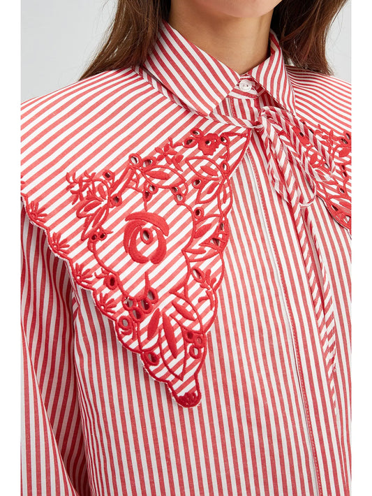 Embroidery Detail Poplin Shirt