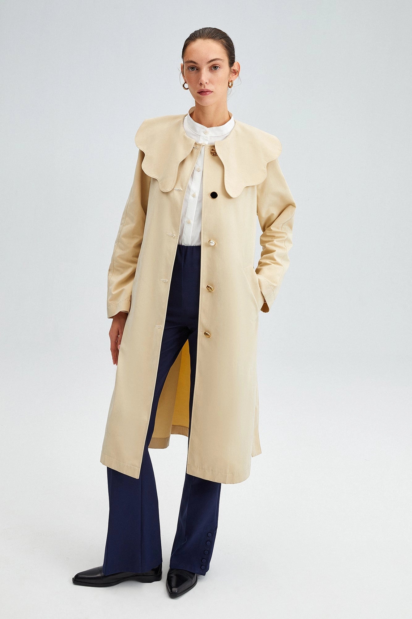 Wide Collar Trench Coat